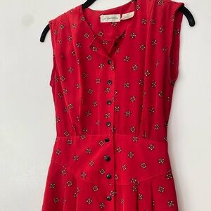 Liz Claiborne Red Sleeveless Button Dress Petite 6 (XS-S)